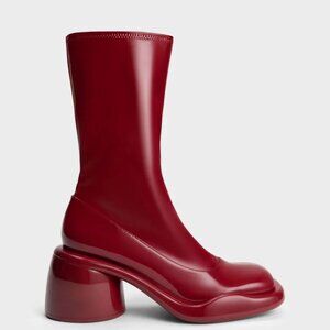CHARLES & KEITH PATENT RED CALF BOOT